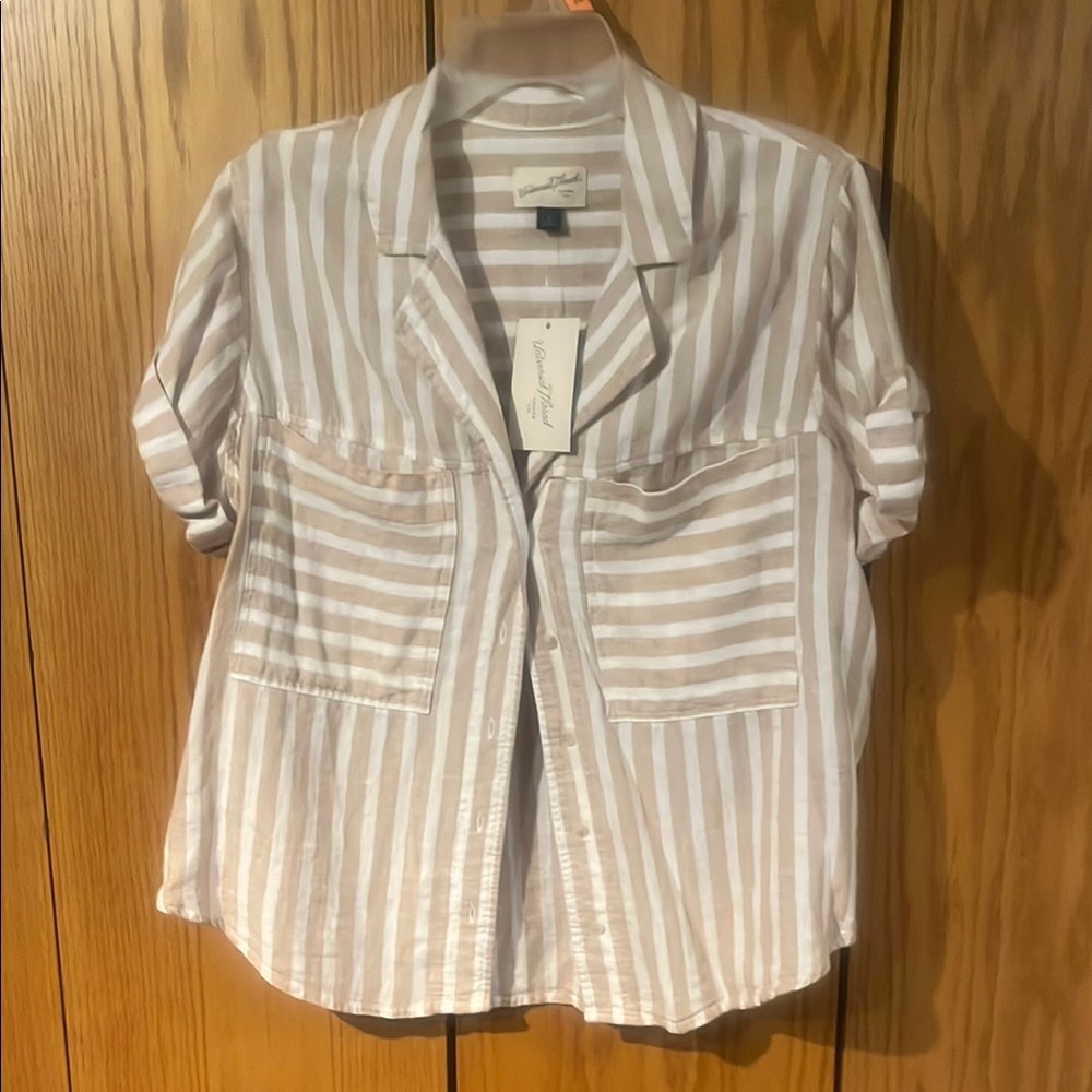 Striped Short Sleeve Blouse